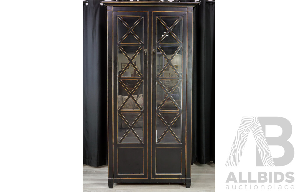 Modern Timber Glass Front Display Cabinet