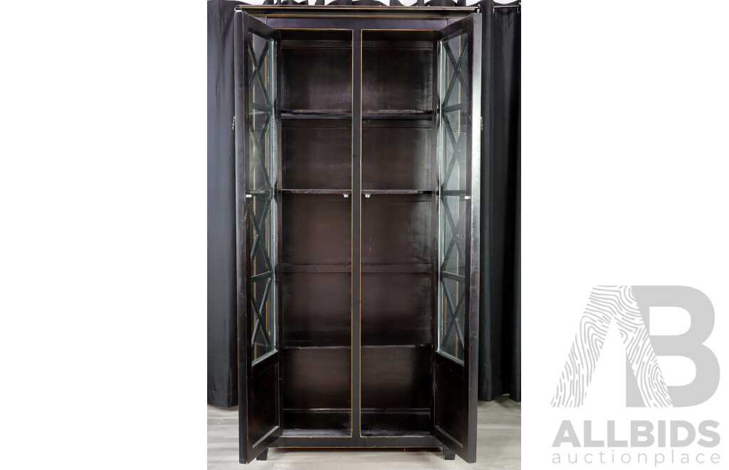 Modern Timber Glass Front Display Cabinet