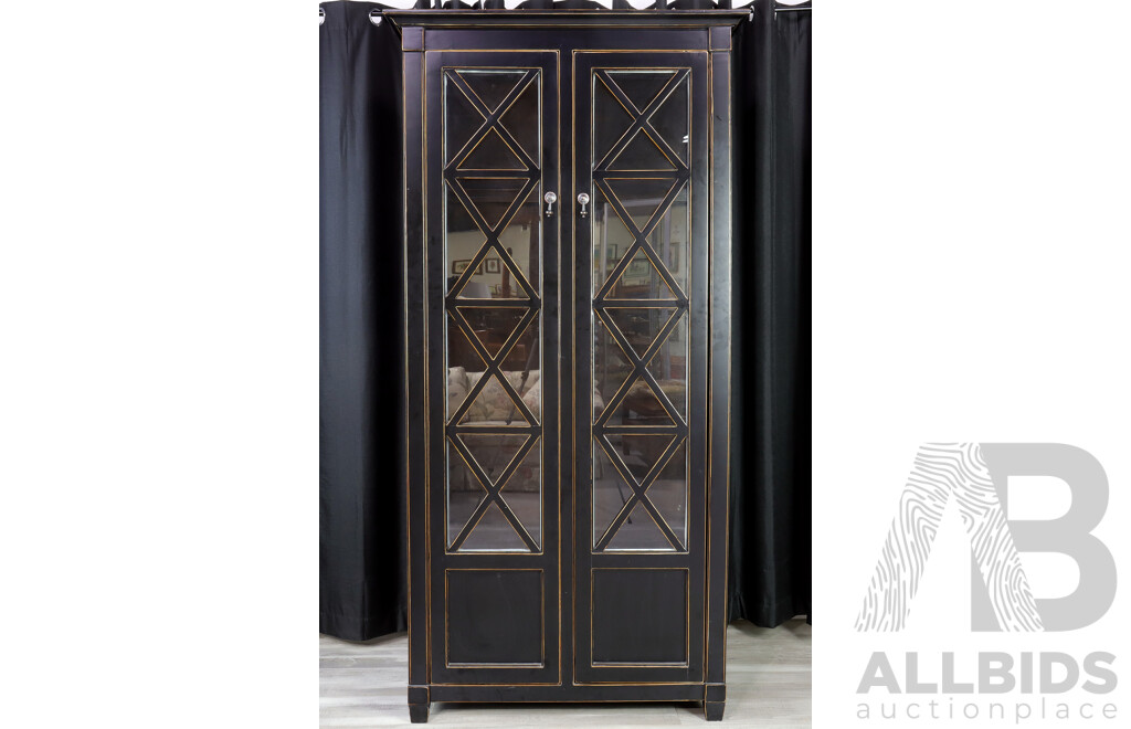 Modern Timber Glass Front Display Cabinet