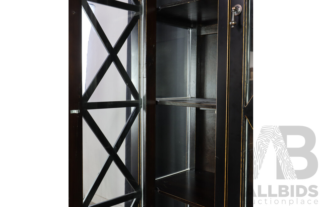 Modern Timber Glass Front Display Cabinet