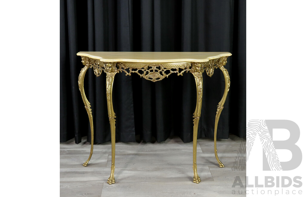 Brass Console Table with Marbel Top Wall Mount Mirror