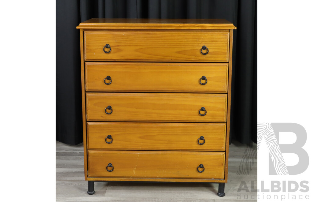 Modern Pine Chest of Five Draws