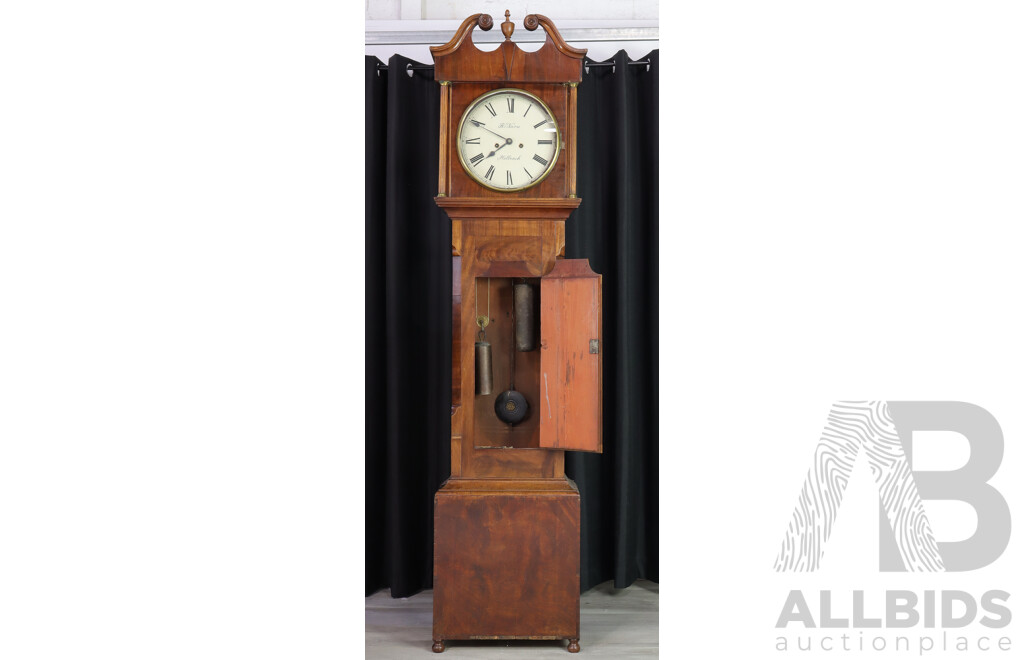 Georgian Flame Mahogany Eight Day Long Case Clock by R Nurse, Holbeach