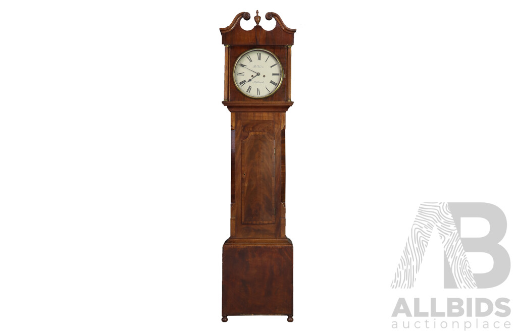 Georgian Flame Mahogany Eight Day Long Case Clock by R Nurse, Holbeach