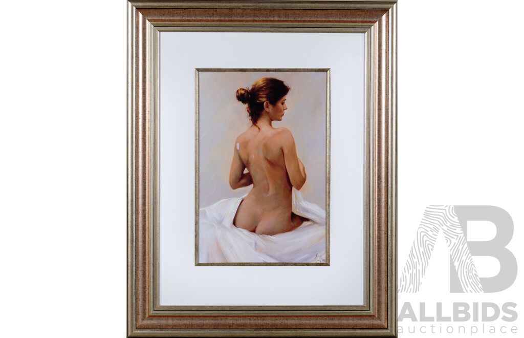 Artist Unknown, White Silk, Beautifully Framed Colour Poster Print, 100 x 80 cm (frame)