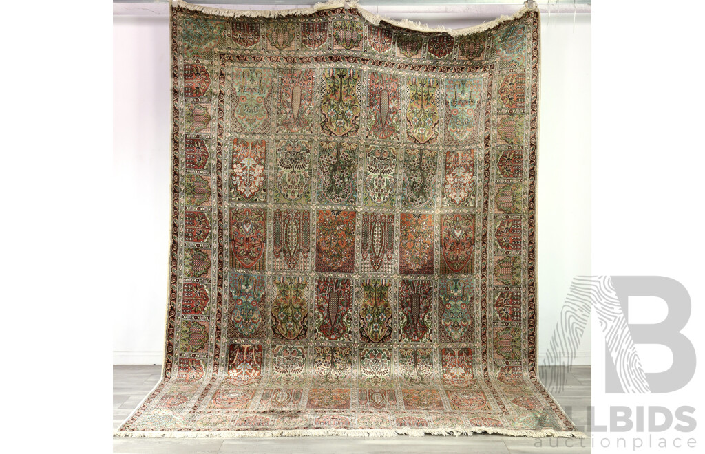 Large Silk Kashmiri Hand Knotted Garden Panel Design Main Carpet