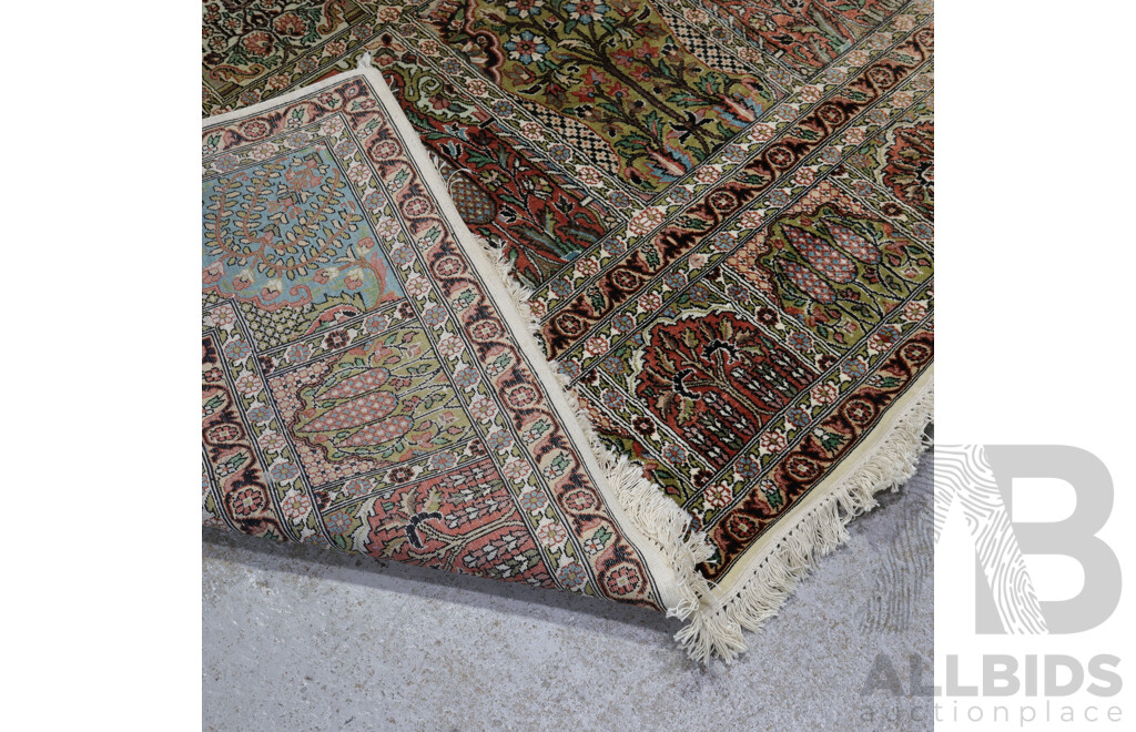 Large Silk Kashmiri Hand Knotted Garden Panel Design Main Carpet