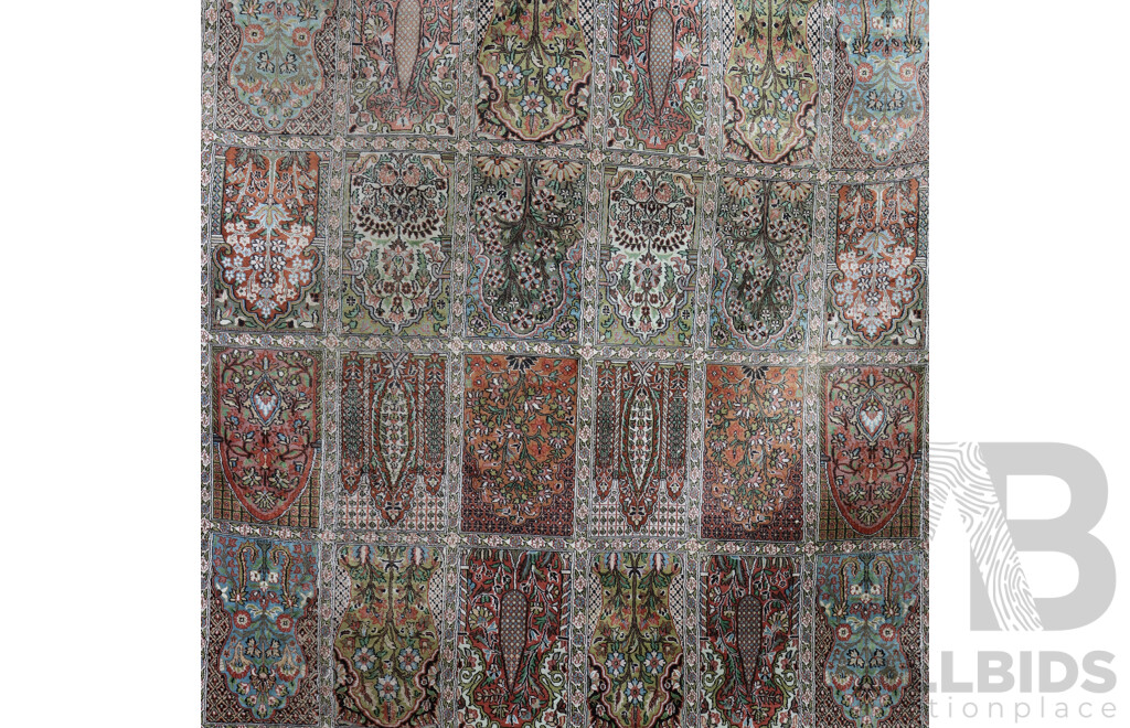 Large Silk Kashmiri Hand Knotted Garden Panel Design Main Carpet