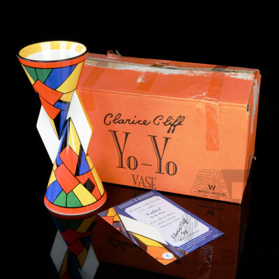 Wedgwood Limited Edition 507 of 3999 Clarice Cliff Yo Yo Vase in Original Box with Certificate of Authenticity