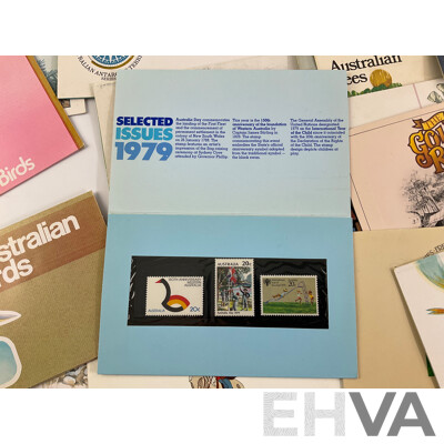 Assortment of Australian Late 1970's Early 1980's Stamp Packs Including Selected Issues, Christmas, Stamp Week, Steam Locomotives, Australian Aircraft and More