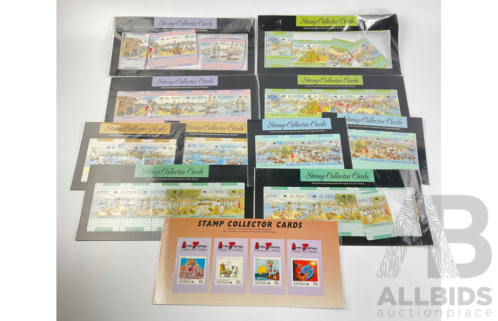 Australian 1987-1988 Stamp Collector Cards Including Living Together and First Fleet