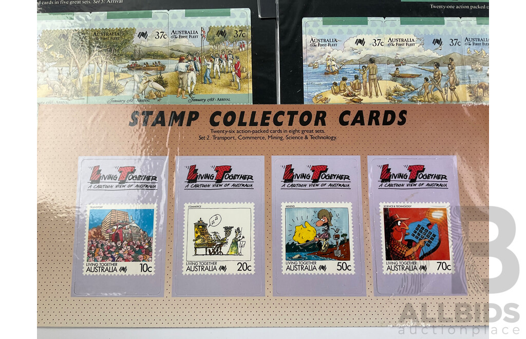 Australian 1987-1988 Stamp Collector Cards Including Living Together and First Fleet