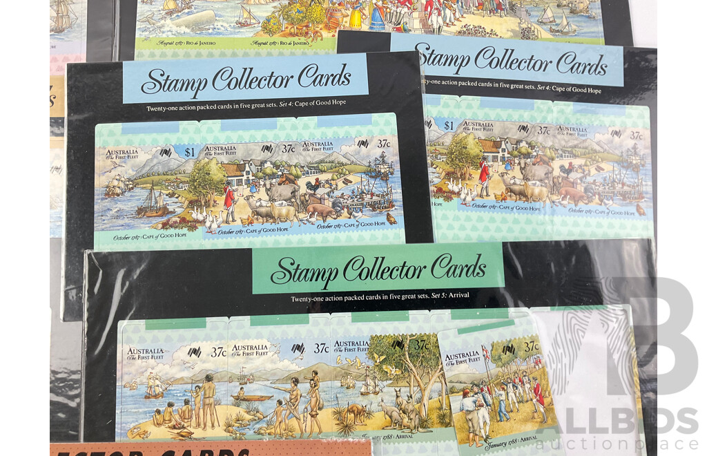 Australian 1987-1988 Stamp Collector Cards Including Living Together and First Fleet