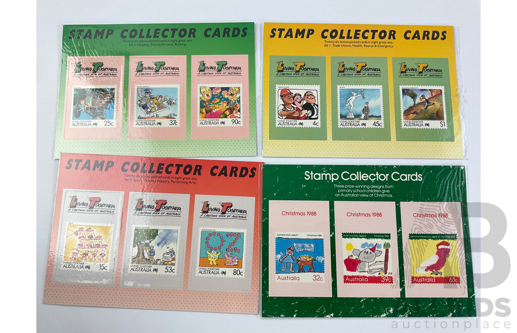 Australian 1987-1988 Stamp Collector Cards Including Living Together and First Fleet