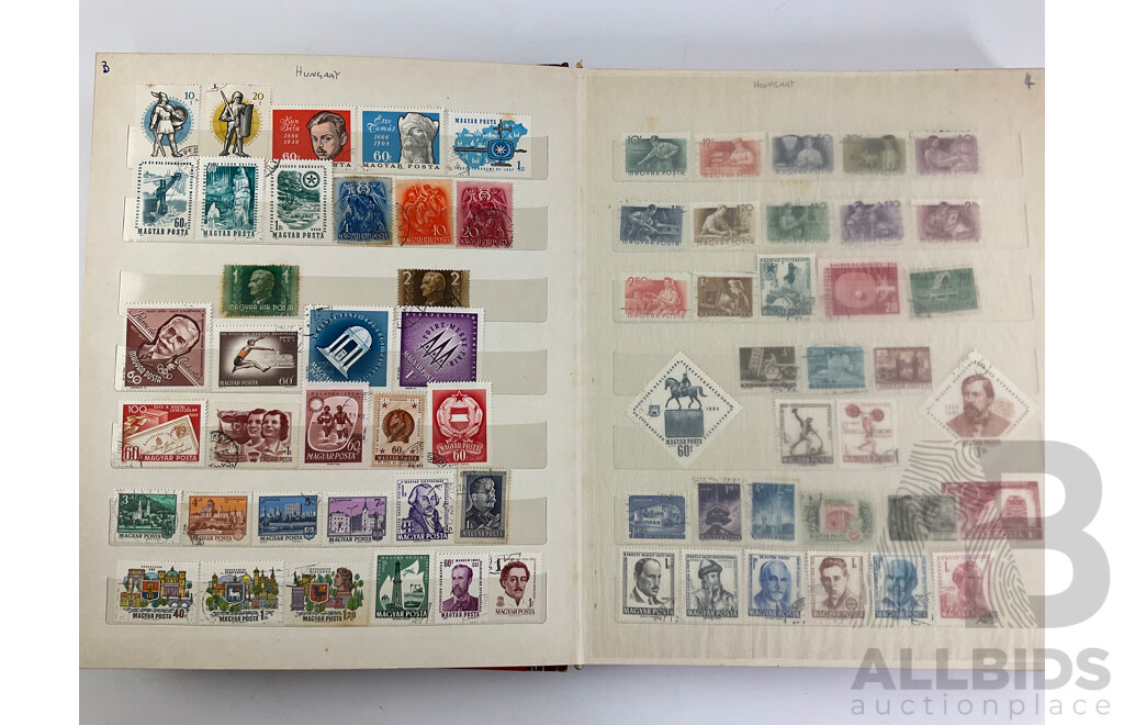 Album of International Cancelled Stamps Including Magyar, Australian, Romania, Poland Czechoslovakia, Middle East, Mexico, Ireland,