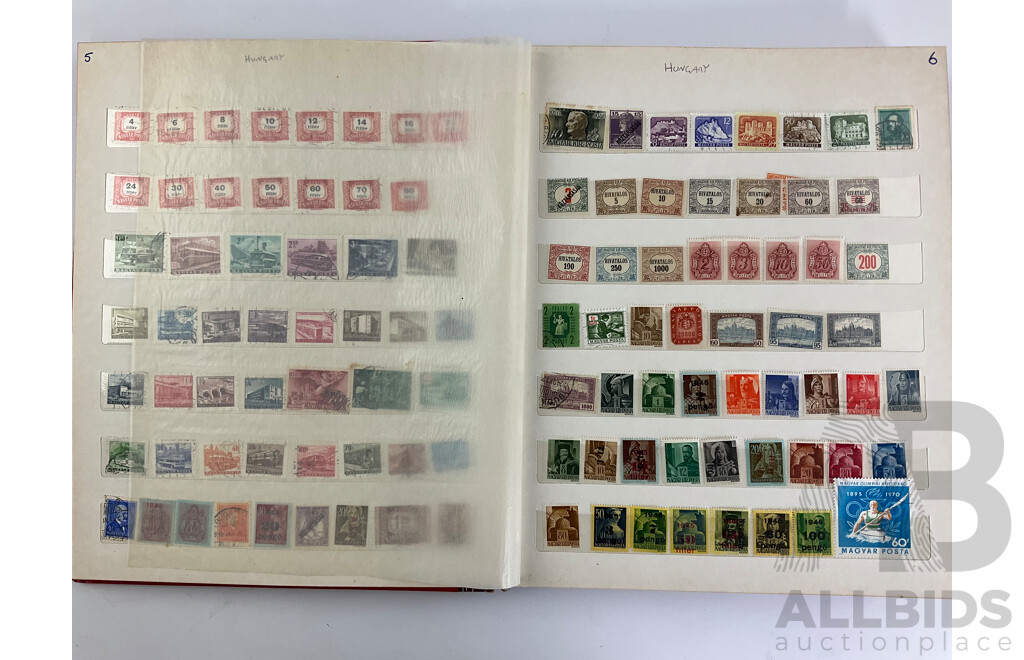 Album of International Cancelled Stamps Including Magyar, Australian, Romania, Poland Czechoslovakia, Middle East, Mexico, Ireland,