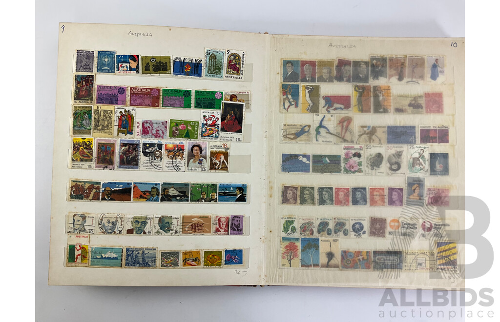 Album of International Cancelled Stamps Including Magyar, Australian, Romania, Poland Czechoslovakia, Middle East, Mexico, Ireland,