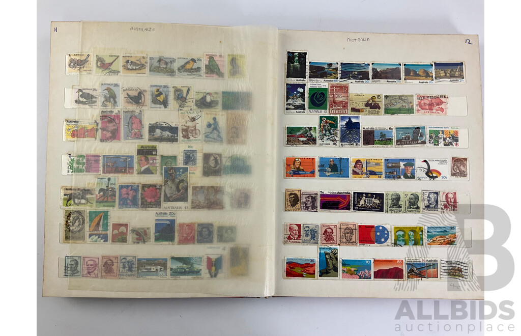 Album of International Cancelled Stamps Including Magyar, Australian, Romania, Poland Czechoslovakia, Middle East, Mexico, Ireland,