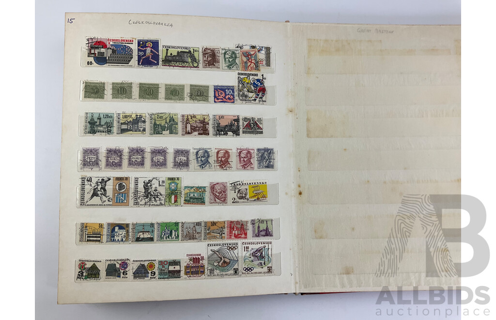 Album of International Cancelled Stamps Including Magyar, Australian, Romania, Poland Czechoslovakia, Middle East, Mexico, Ireland,