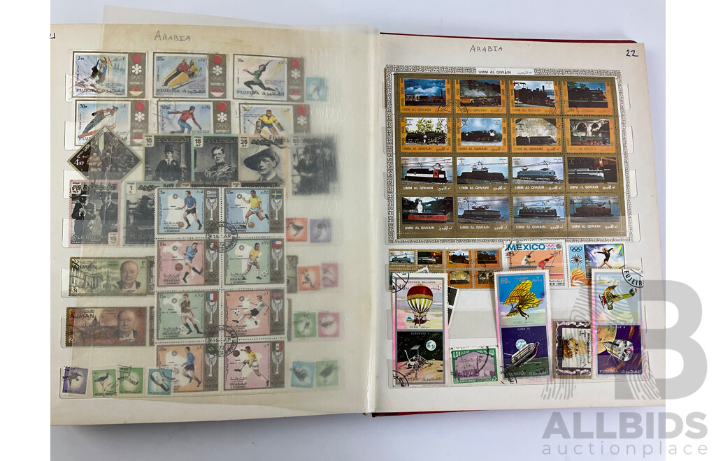 Album of International Cancelled Stamps Including Magyar, Australian, Romania, Poland Czechoslovakia, Middle East, Mexico, Ireland,