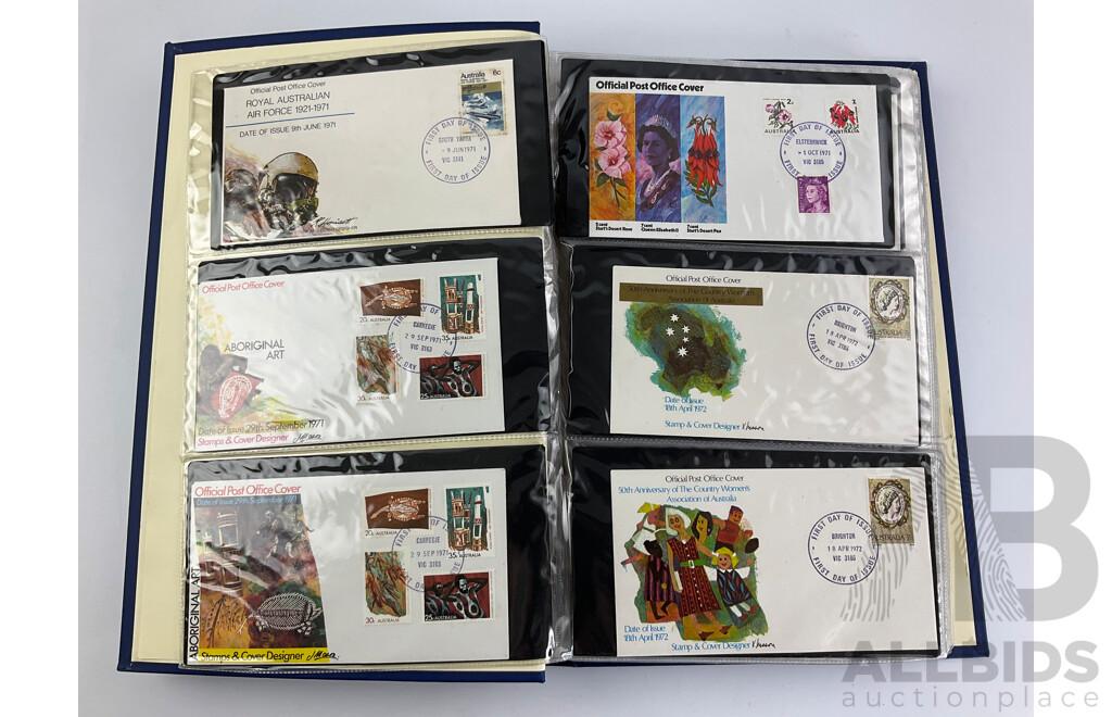 Album of Australian First Day Covers, Examples From 1970 to 1983 Including 1970 Fiftieth Anniversary of Qantas - Approximately 90