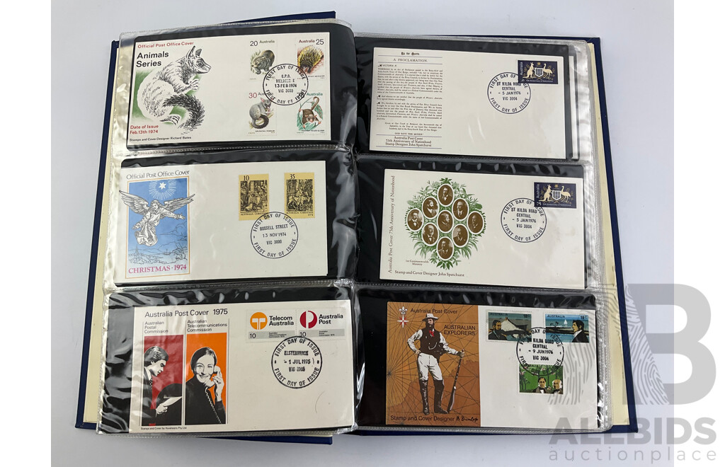 Album of Australian First Day Covers, Examples From 1970 to 1983 Including 1970 Fiftieth Anniversary of Qantas - Approximately 90