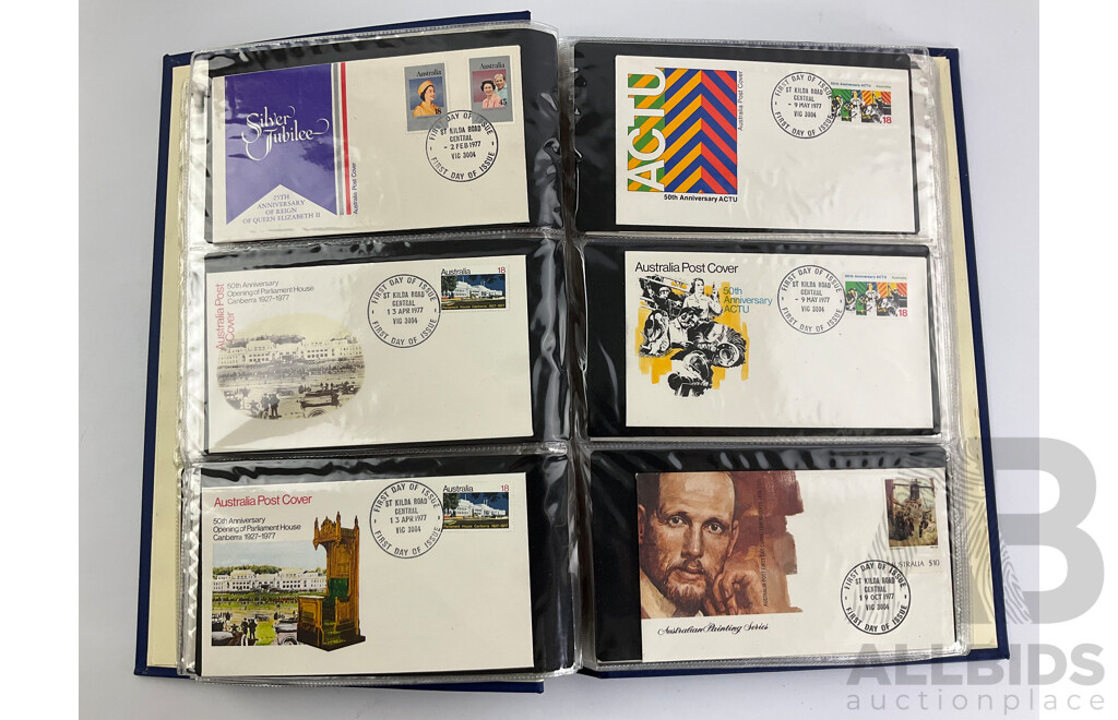 Album of Australian First Day Covers, Examples From 1970 to 1983 Including 1970 Fiftieth Anniversary of Qantas - Approximately 90