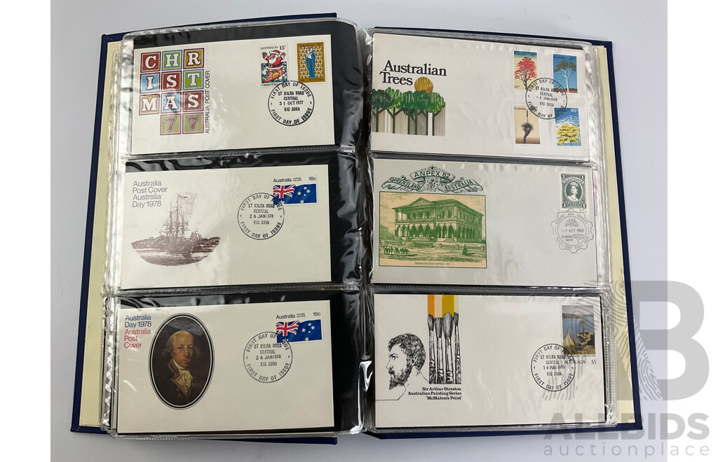 Album of Australian First Day Covers, Examples From 1970 to 1983 Including 1970 Fiftieth Anniversary of Qantas - Approximately 90