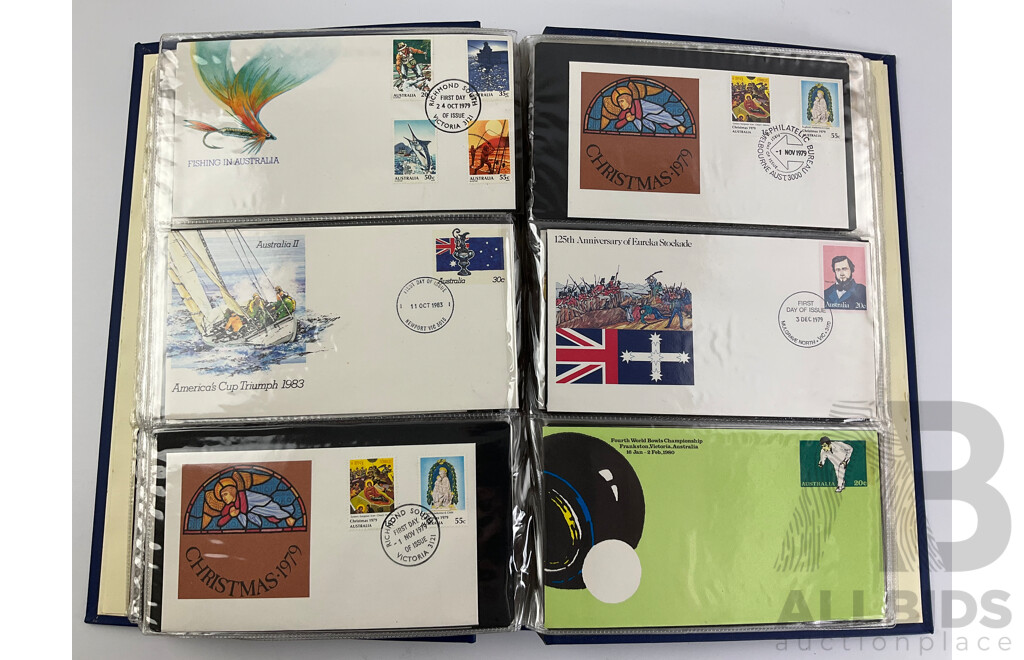 Album of Australian First Day Covers, Examples From 1970 to 1983 Including 1970 Fiftieth Anniversary of Qantas - Approximately 90