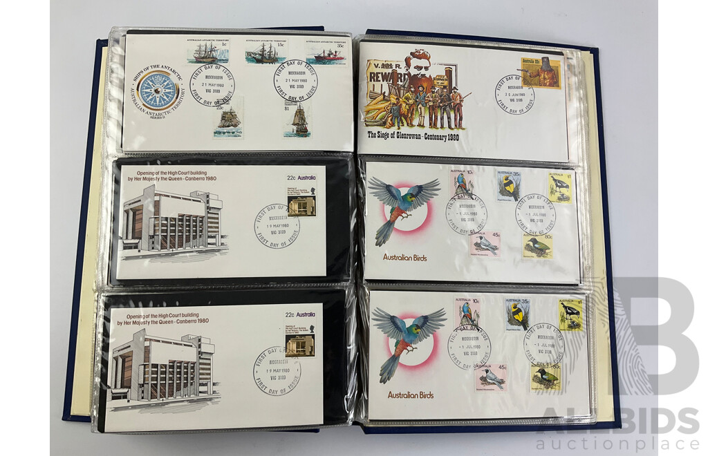 Album of Australian First Day Covers, Examples From 1970 to 1983 Including 1970 Fiftieth Anniversary of Qantas - Approximately 90