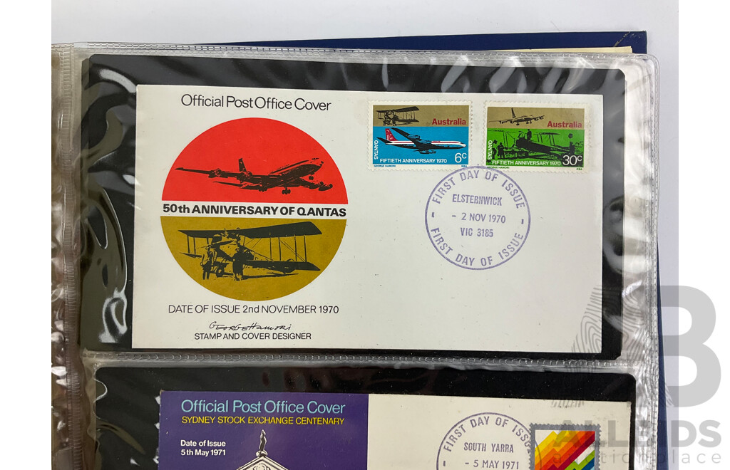 Album of Australian First Day Covers, Examples From 1970 to 1983 Including 1970 Fiftieth Anniversary of Qantas - Approximately 90