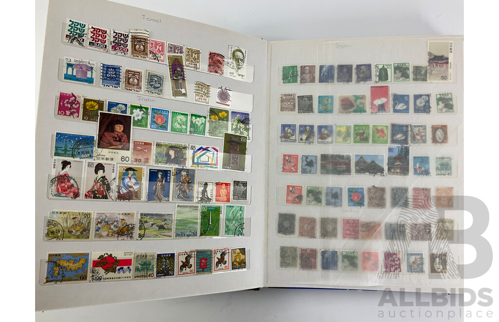 Album of Cancelled International Stamps Including Egypt, Japan, Mongolia, Malaysia, India, Ajman, Philippines, Thailand, Vietnam and More