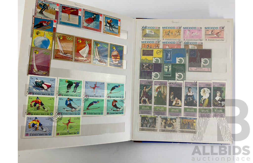 Album of Cancelled International Stamps Including Egypt, Japan, Mongolia, Malaysia, India, Ajman, Philippines, Thailand, Vietnam and More