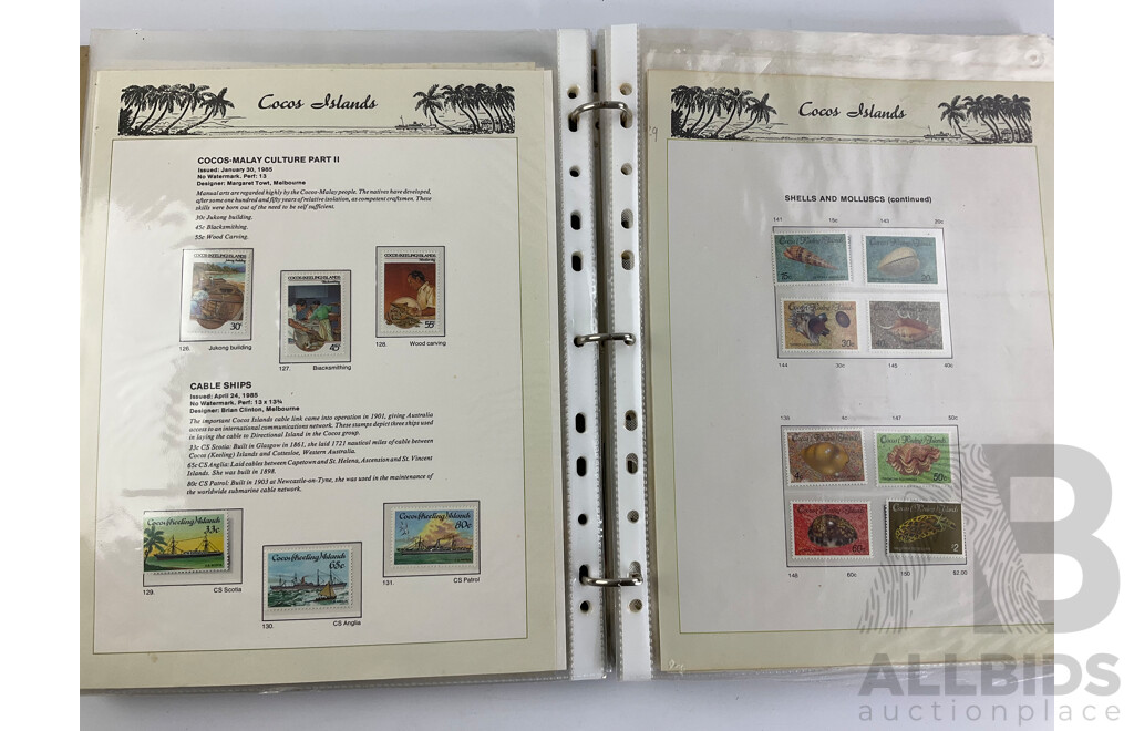 Album of Seven Seas Cocos Islands Mint Stamps and Sheets, Complete 1963-1987, After 1987 Sporadic