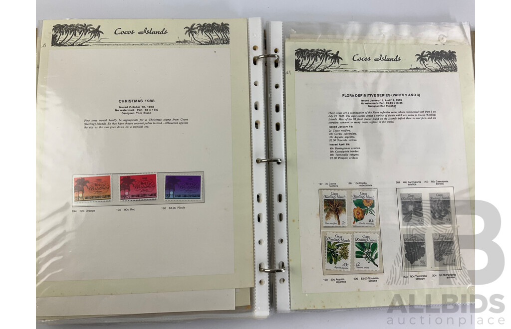 Album of Seven Seas Cocos Islands Mint Stamps and Sheets, Complete 1963-1987, After 1987 Sporadic