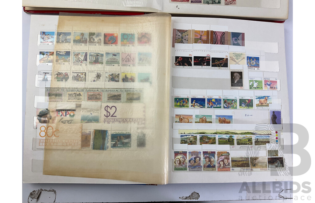 Two Albums of Australian Cancelled Stamps, Examples 1946 to 1979 and Mint Stamps 1984 to 1993 - Face Value $200