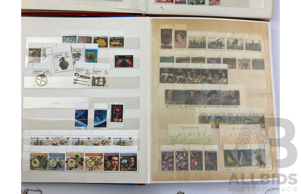 Two Albums of Australian Cancelled Stamps, Examples 1946 to 1979 and Mint Stamps 1984 to 1993 - Face Value $200