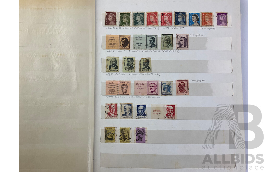 Album of Australian Cancelled Stamps, Examples From 1934 to 1999 with Disney Stamps From Grenada, Antigua and Barbuda, Sierra Leone