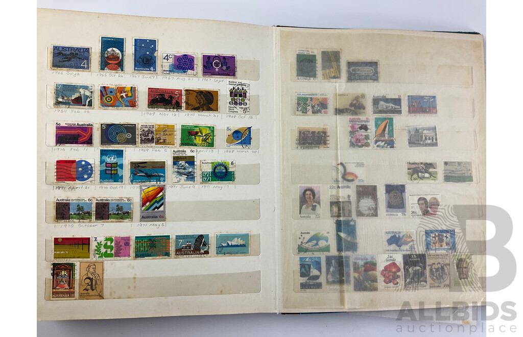 Album of Australian Cancelled Stamps, Examples From 1934 to 1999 with Disney Stamps From Grenada, Antigua and Barbuda, Sierra Leone