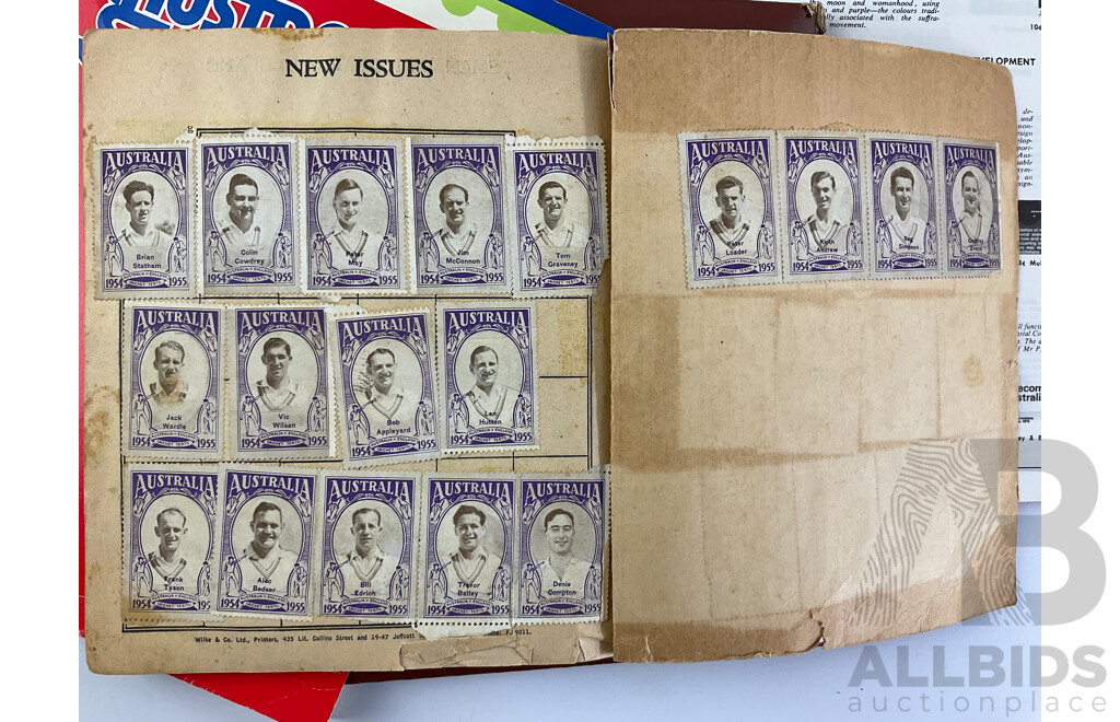 Four Albums of Vintage International Glued Cancelled Stamps Including Germany, United Kingdom, Australia, Dutch Colonies, Italy, Malaya, China and More