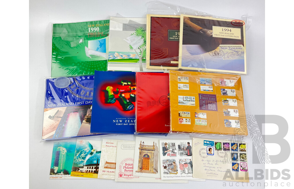 Collection of New Zealand Philately Including Annual First Day Cover Packs, 1990, 1991, 1992, 1994 1996, 1997, 1998, 1999 with Assorted First Day Covers From UK and Indonesia