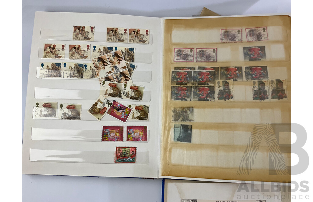 Three Albums of Cancelled United Kingdom Stamps Pre Decimal/Decimal Including QV, KGV, KGVI, QE2, Christmas, Many Multiples