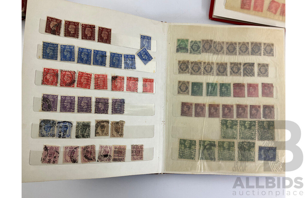Three Albums of Cancelled United Kingdom Stamps Pre Decimal/Decimal Including QV, KGV, KGVI, QE2, Christmas, Many Multiples
