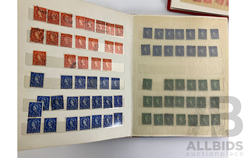 Three Albums of Cancelled United Kingdom Stamps Pre Decimal/Decimal Including QV, KGV, KGVI, QE2, Christmas, Many Multiples