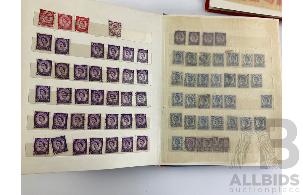 Three Albums of Cancelled United Kingdom Stamps Pre Decimal/Decimal Including QV, KGV, KGVI, QE2, Christmas, Many Multiples
