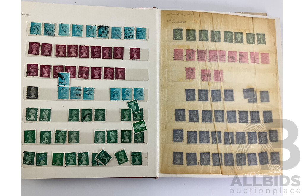 Three Albums of Cancelled United Kingdom Stamps Pre Decimal/Decimal Including QV, KGV, KGVI, QE2, Christmas, Many Multiples