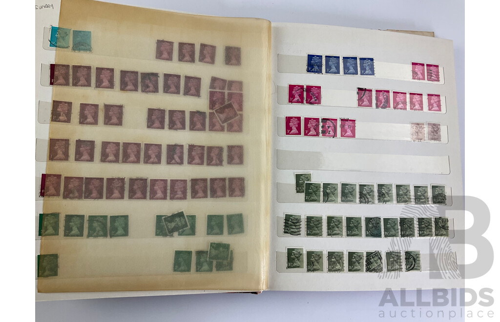 Three Albums of Cancelled United Kingdom Stamps Pre Decimal/Decimal Including QV, KGV, KGVI, QE2, Christmas, Many Multiples