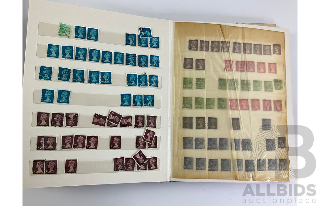 Three Albums of Cancelled United Kingdom Stamps Pre Decimal/Decimal Including QV, KGV, KGVI, QE2, Christmas, Many Multiples
