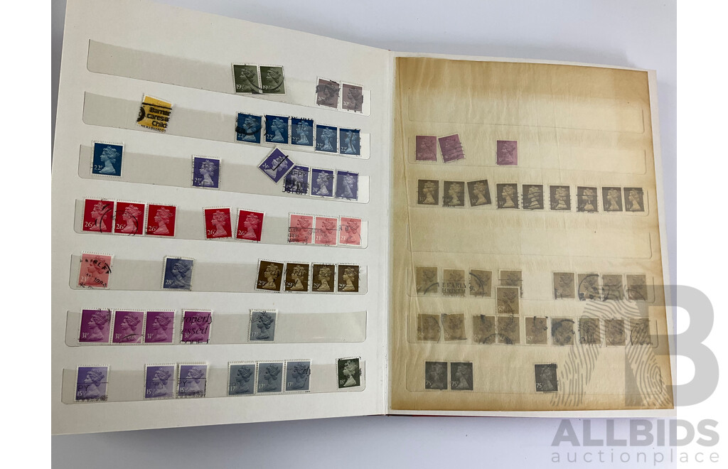 Three Albums of Cancelled United Kingdom Stamps Pre Decimal/Decimal Including QV, KGV, KGVI, QE2, Christmas, Many Multiples