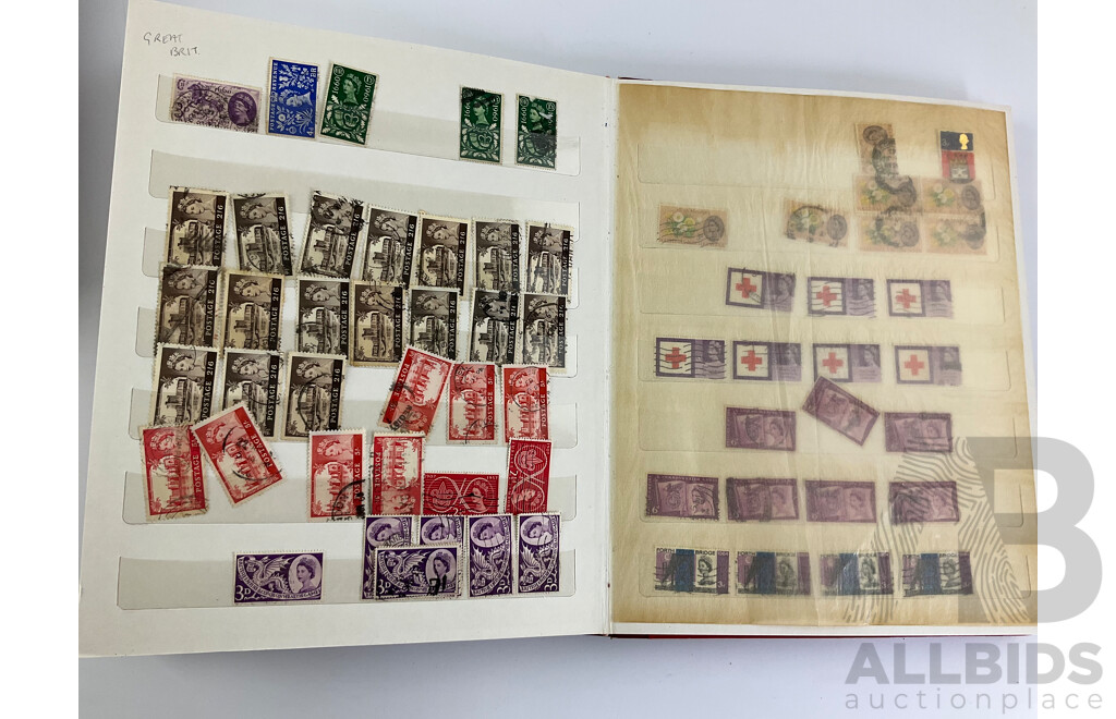 Three Albums of Cancelled United Kingdom Stamps Pre Decimal/Decimal Including QV, KGV, KGVI, QE2, Christmas, Many Multiples